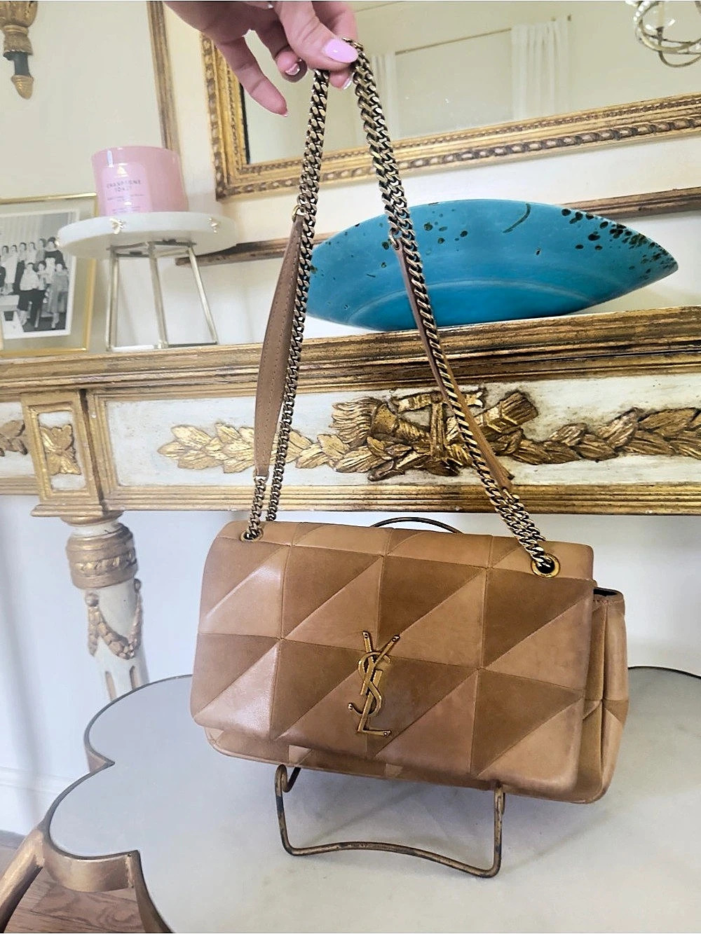 Saint Laurent Jamie 4.3 Patchwork Shoulder Bag in Brown